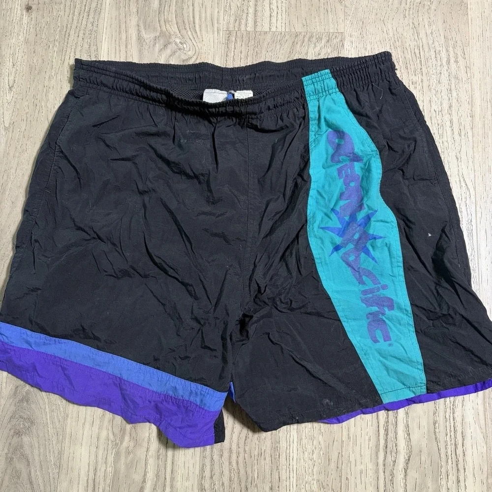 Vintage OP Ocean Pacific Color Block Nylon Swim Shorts‎ M  USA 80s 90s Athletic